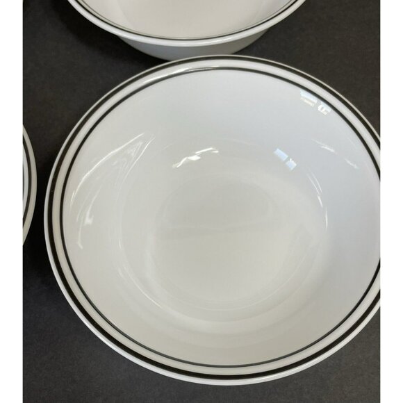 4 Corelle City Block Double Black Stripes on Rim Salad Soup Cereal Bowls 6.25" - Picture 3 of 7